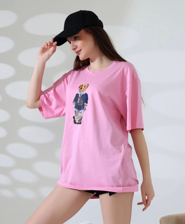 Ayıcıklı oversize tişört - Görsel 3