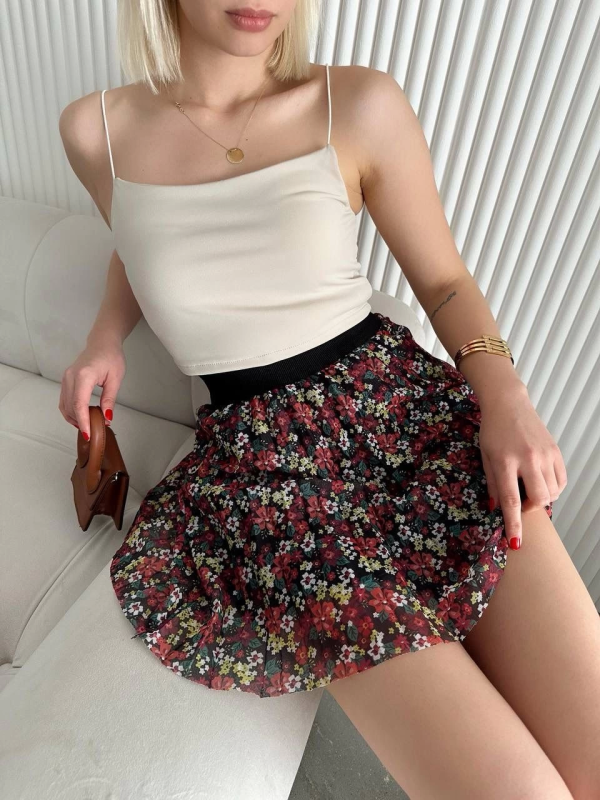 Baskılı astarlı mini etek - Görsel 3