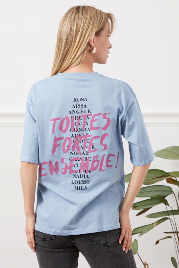 Baskılı tişört mavi - Görsel 2