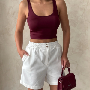 Beli lastikli çift çıtlı şort