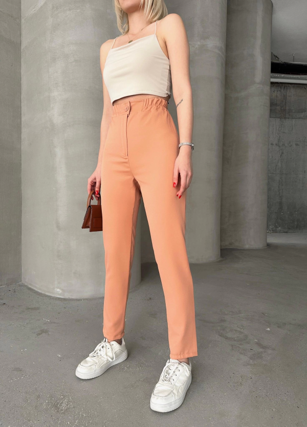 Beli lastikli karamel pantolon - Görsel 2