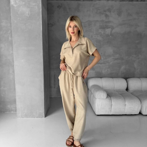 Bluz şalvar takım bej s255841