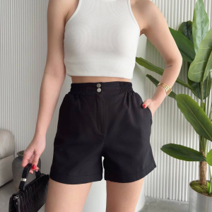 Çıtçıtlı gabardin şort