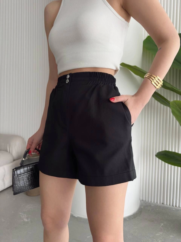 Çıtçıtlı gabardin şort - Görsel 3