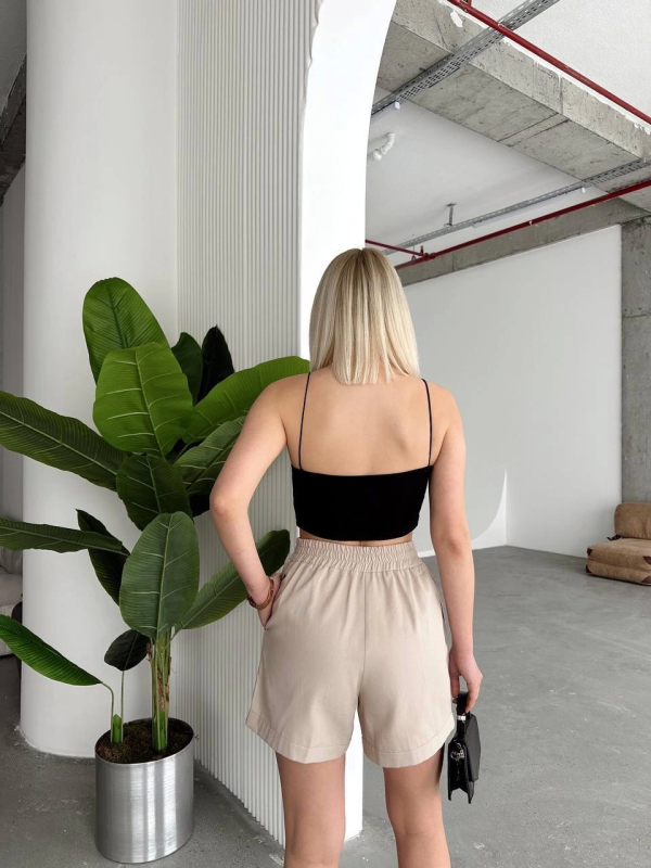 Çıtçıtlı gabardin şort - Görsel 5