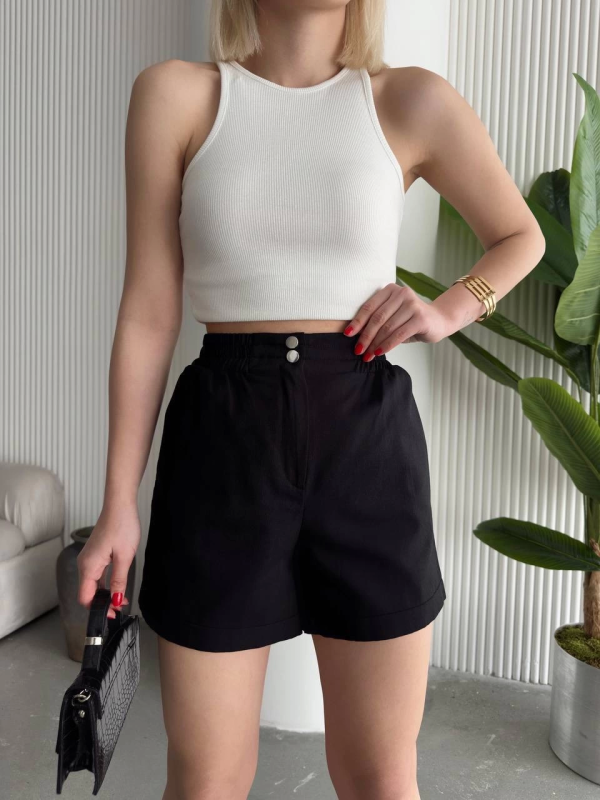 Çıtçıtlı gabardin şort - Görsel 6