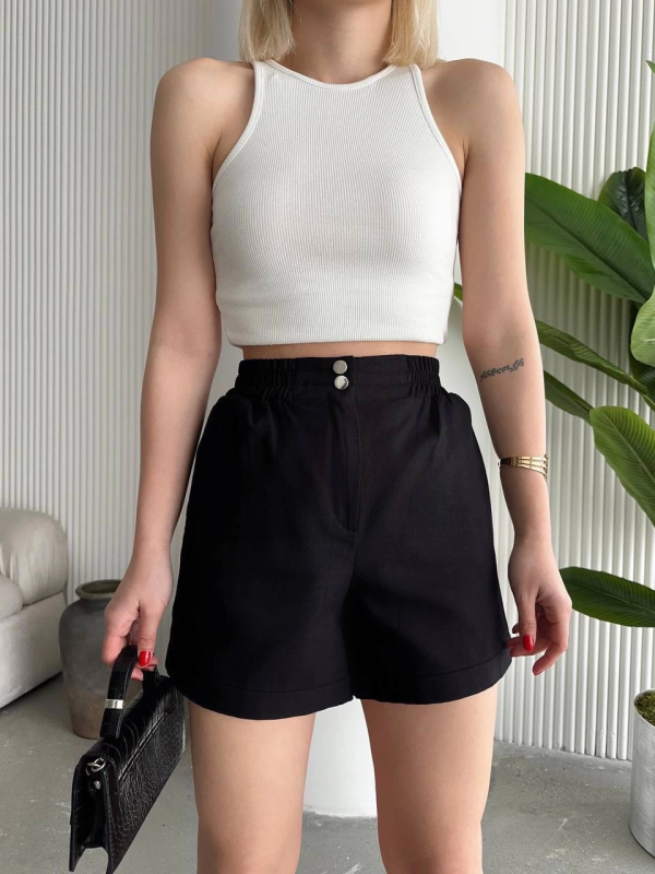 Çıtçıtlı gabardin şort - Görsel 5