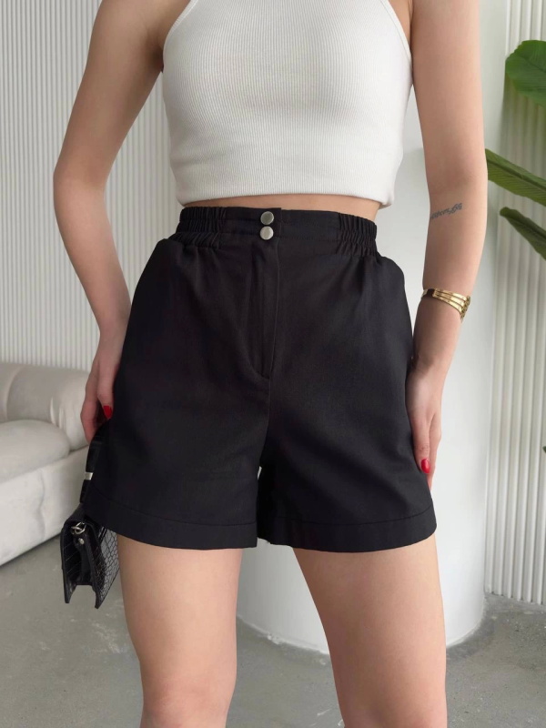 Çıtçıtlı gabardin şort - Görsel 2