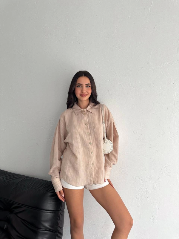 Çizgili oversize gömlek - Görsel 3