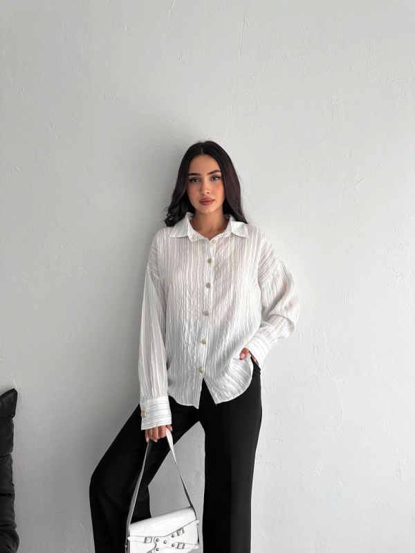 Çizgili oversize gömlek - Görsel 2