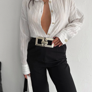 Çizgili oversize gömlek