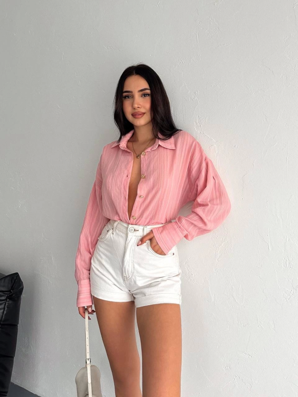 Çizgili oversize gömlek - Görsel 3