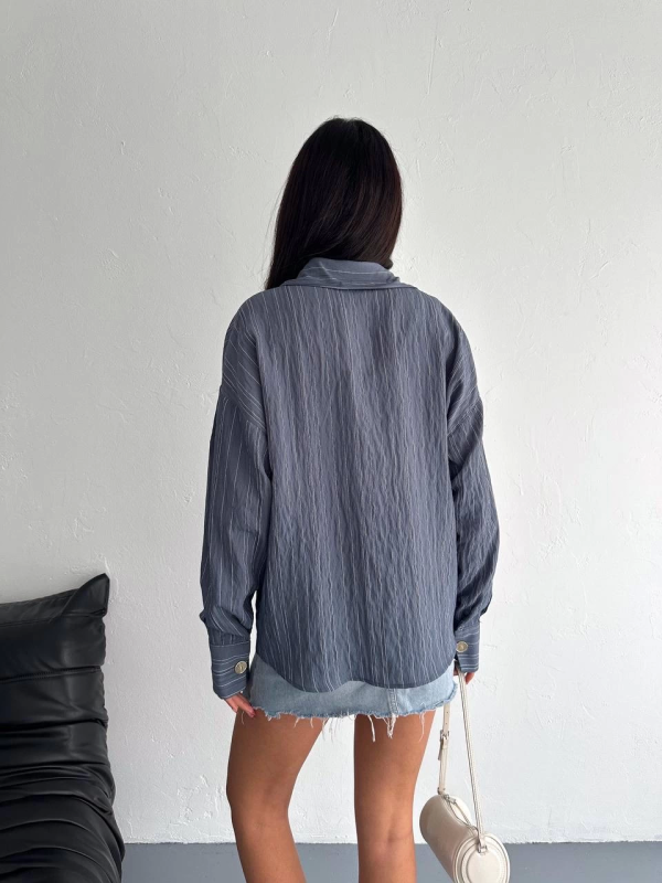 Çizgili oversize gömlek - Görsel 2