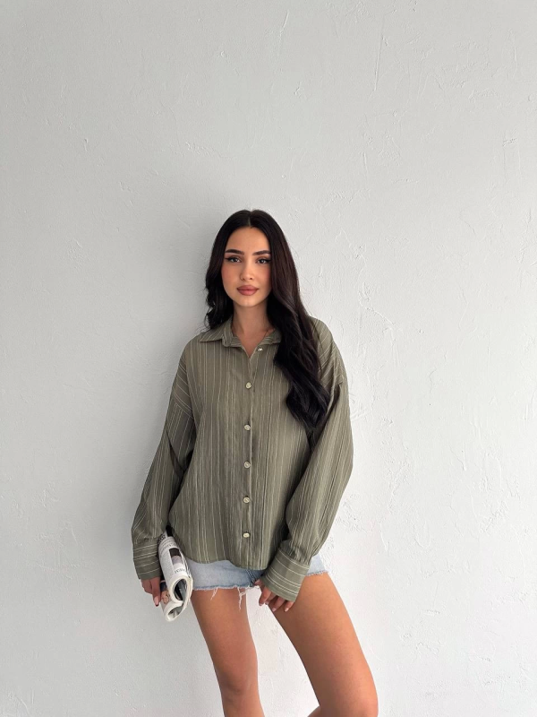 Çizgili oversize gömlek - Görsel 3
