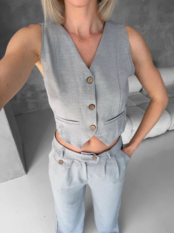 Essential yelek pantolon takım gri s255254 - Görsel 5