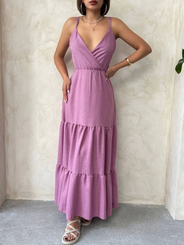 Fırfırlı katlı elbise s255049 - Görsel 6