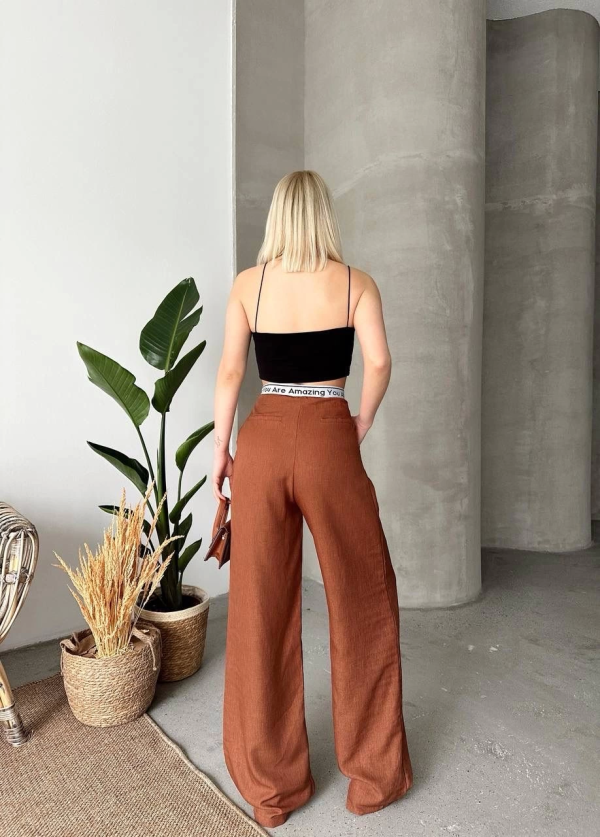 Flamlı kahve pantolon - Görsel 5