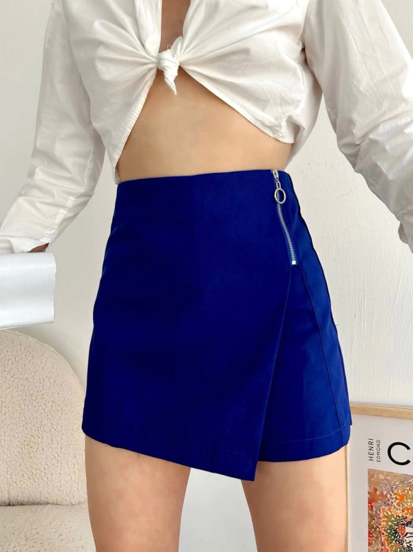 Gabardin fermuarlı şort etek S24906 - Görsel 4