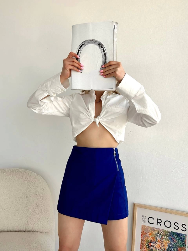 Gabardin fermuarlı şort etek S24906 - Görsel 2