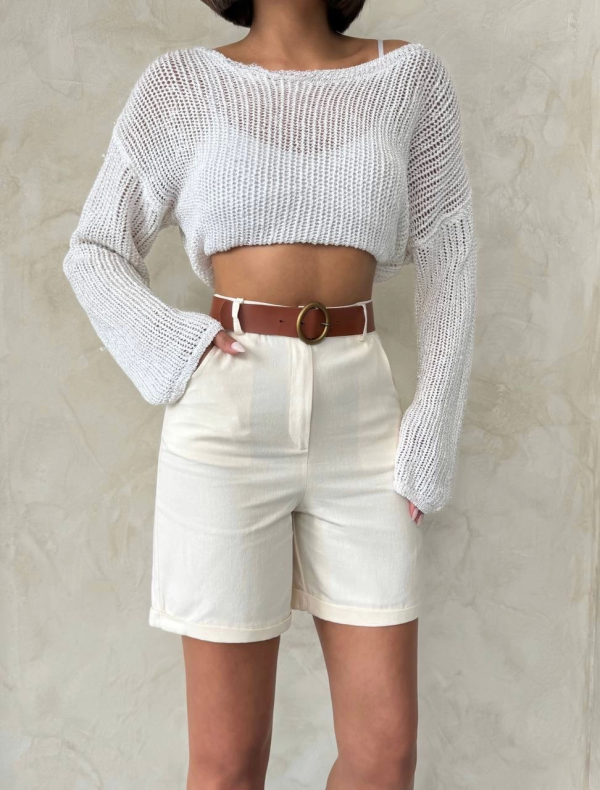 Gabardin kumaş şort - Görsel 6