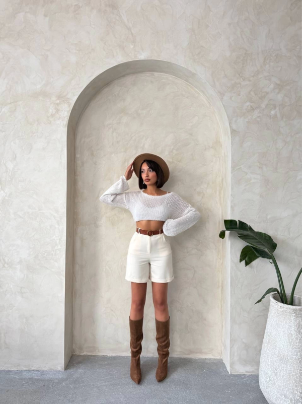 Gabardin kumaş şort - Görsel 4
