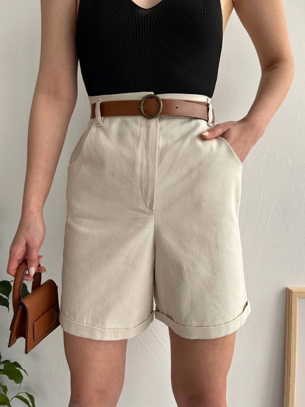 Gabardin kumaş şort - Görsel 4