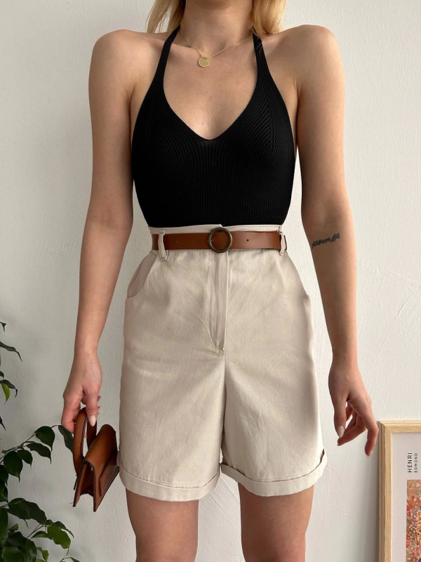 Gabardin kumaş şort - Görsel 3