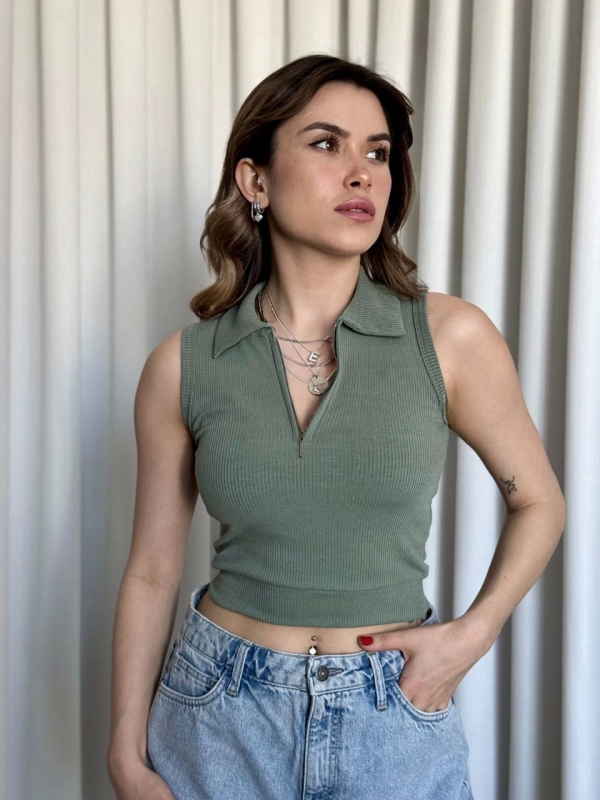 Kısa fermuarlı crop - Görsel 3