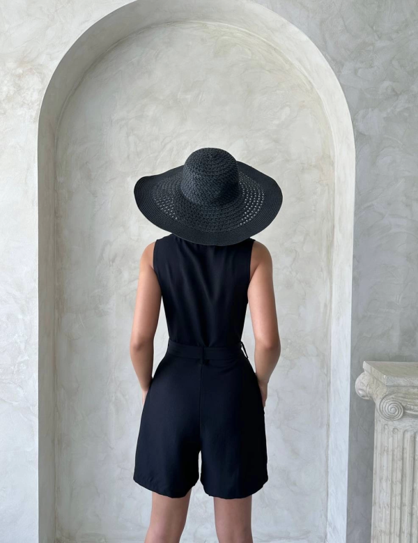 Kuşaklı şortlu tulum - Görsel 2
