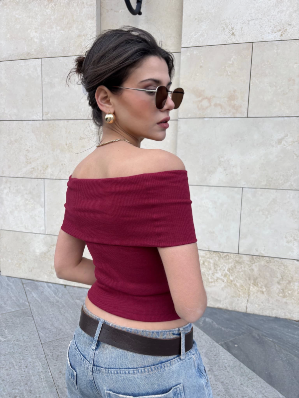 Madonna yaka sıfır kol bluz - Görsel 3