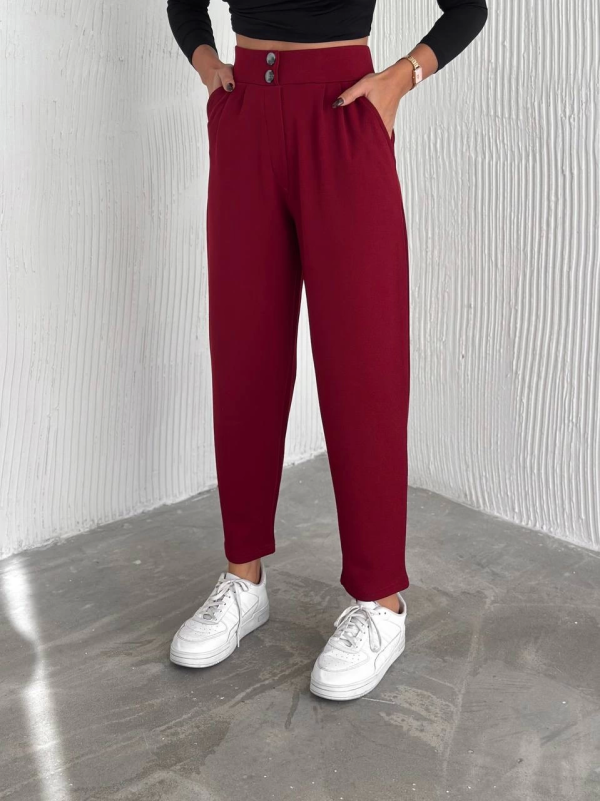 Örme krep pantolon çift düğmeli - Görsel 5