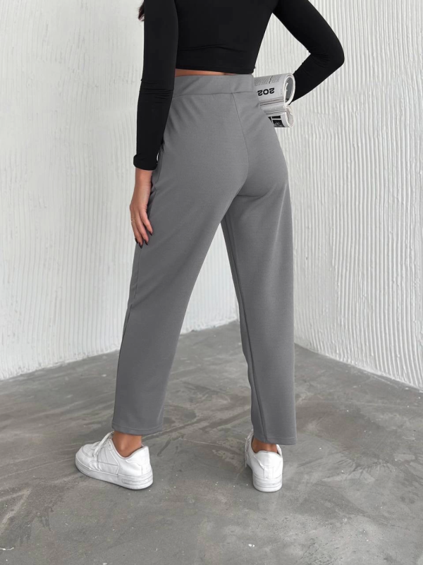 örme krep pantolon çift düğmeli - Görsel 5
