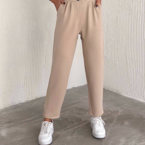 Örme krep pantolon çift düğmeli