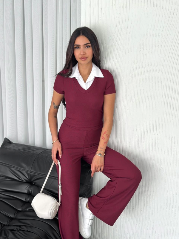 Ottoman kumaş beyaz gömlek yaka takım s4142 - Görsel 7