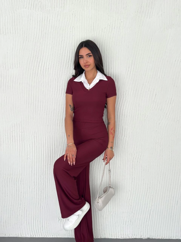 Ottoman kumaş beyaz gömlek yaka takım s4142 - Görsel 5