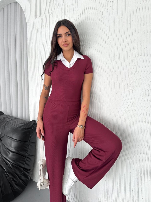 Ottoman kumaş beyaz gömlek yaka takım s4142 - Görsel 4