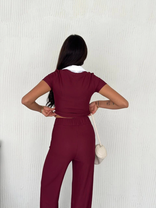 Ottoman kumaş beyaz gömlek yaka takım s4142 - Görsel 2