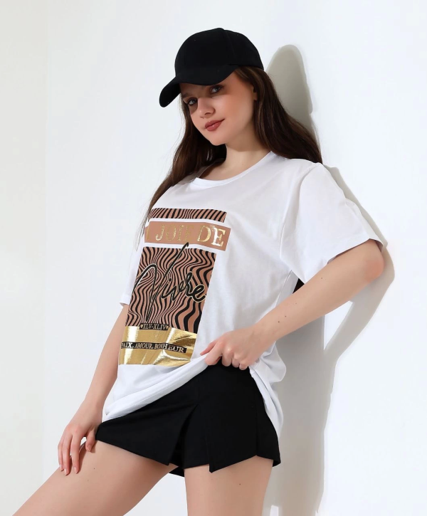 Varak çizgili Oversize tişört - Görsel 3