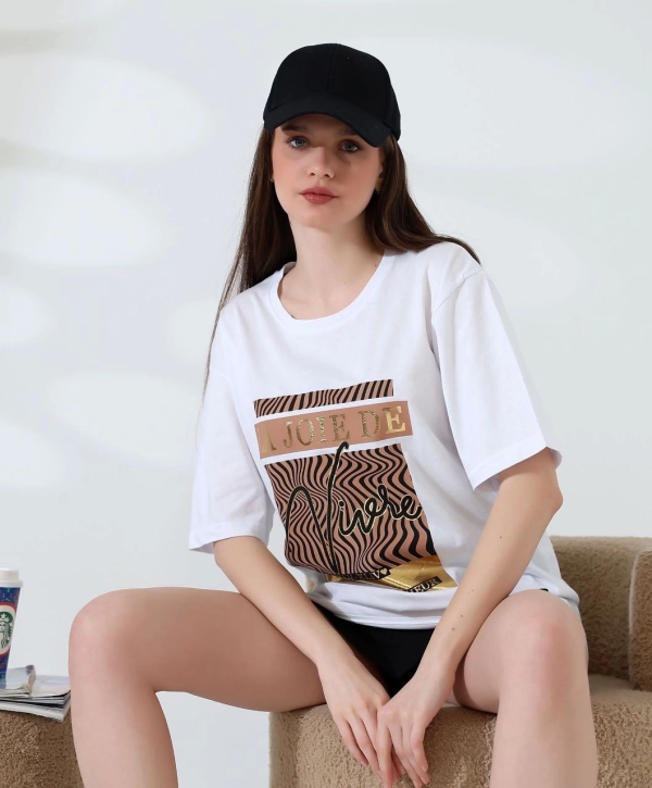 Varak çizgili Oversize tişört - Görsel 2