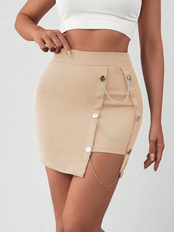 Zincirli mini şortlu etek s241008 - Görsel 5